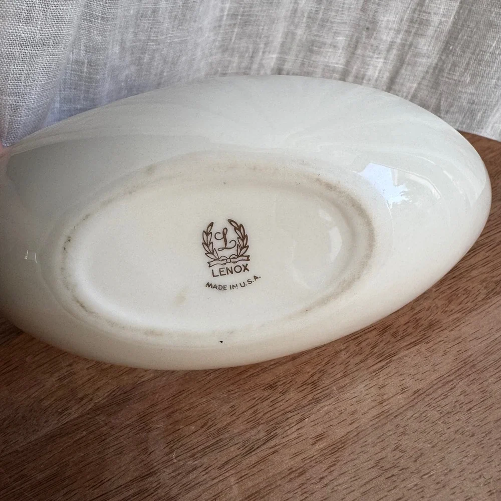 VTG Lenox Olympia Gold Nut Dish Mid Century Crescent Serving Candy Dish Catchall